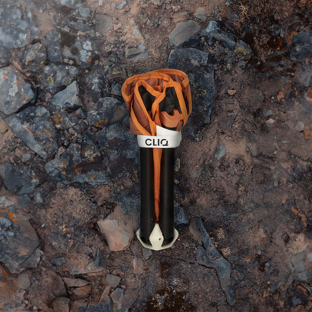 Orange CLIQ ClassiQ chair packed and ready to carry