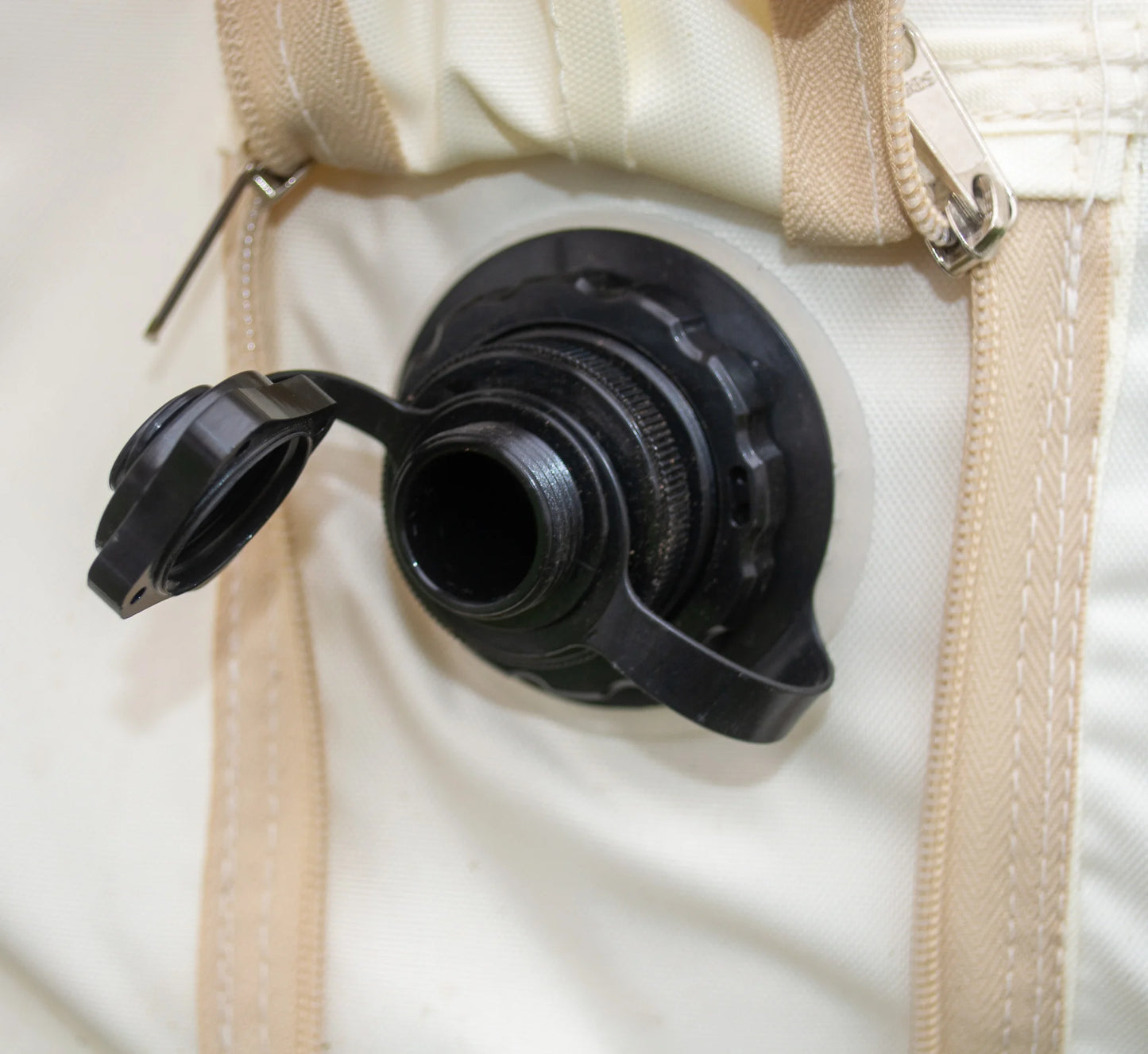one-way valve used to inflate the tent