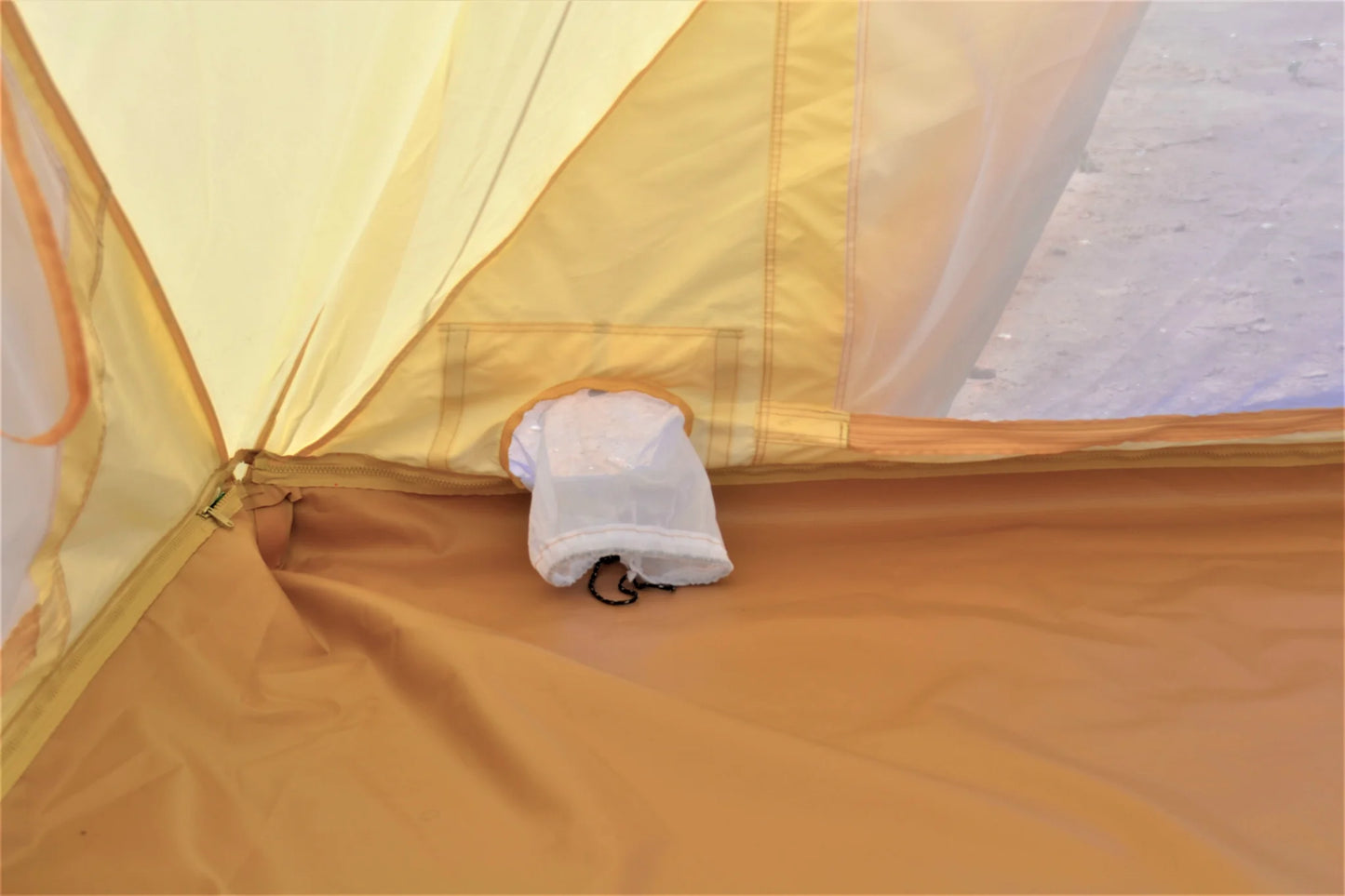 Vent Duct inside Pyramid Tent for AC or Cords