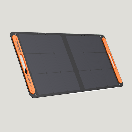 Solar panel with orange frames on a white background