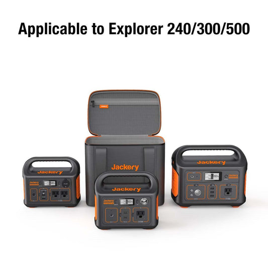 Three Jackery portable power stations of different sizes on a white background.