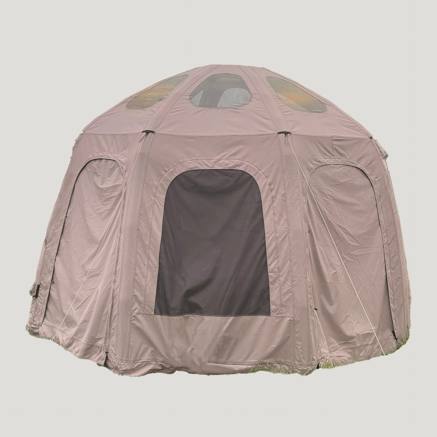 Brown dome-shaped tent on a light gray background