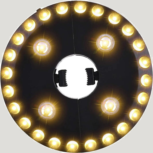 Bright and adjustable clamp lights designed for tent poles, providing essential lighting in tents, showcasing their sleek and functional design.