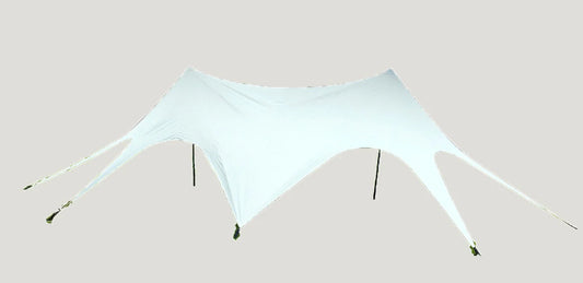 White wedding canopy tent on beige background