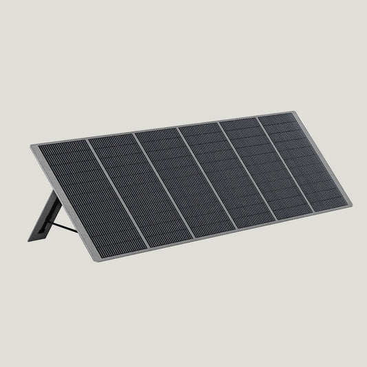 Solar panel on a stand with a white background