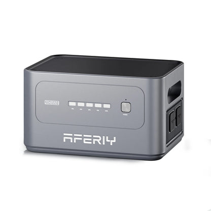 Gray power bank with Aferiy branding on a white background