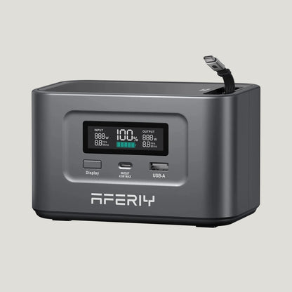 Aferiy power station with digital display on a white background