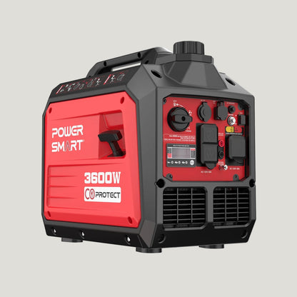 Power smart generator with red and black design on a white background