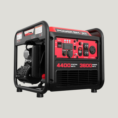 PowerSmart generator with red and black design on a white background