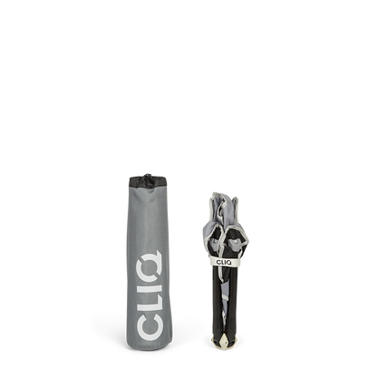 CLIQ EpiQ lounge chair in Quiet Shade folded in its carry bag