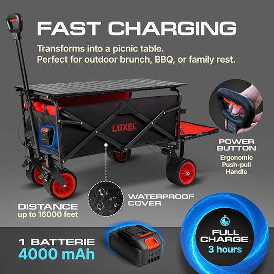 LUXEL CEC-2BR electric wagon converting into a picnic table