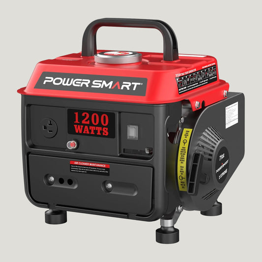 Power smart generator with 1200 watts display on a white background