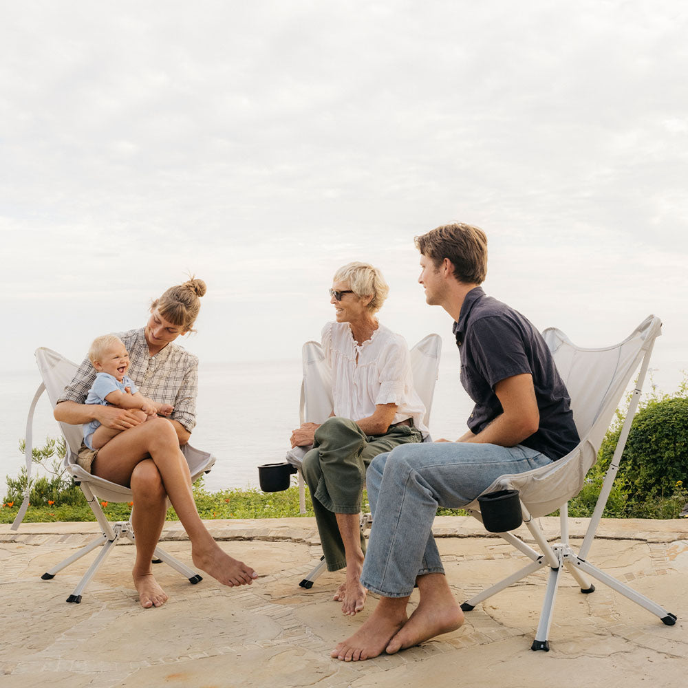Relaxing in a CLIQ Riviera lounge chair in Cloud
