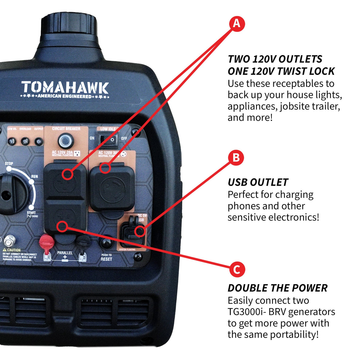 Tomahawk 3000W Camo Inverter Generator, Super Quiet | TG3000i-BRV