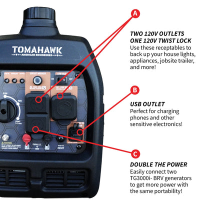 Tomahawk 3000W Camo Inverter Generator, Super Quiet | TG3000i-BRV
