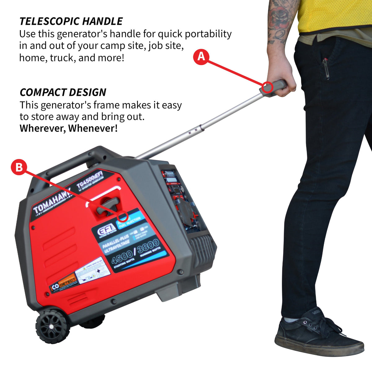 Tomahawk 4500W EFI Inverter Generator, Remote Start | TG4500iEFI