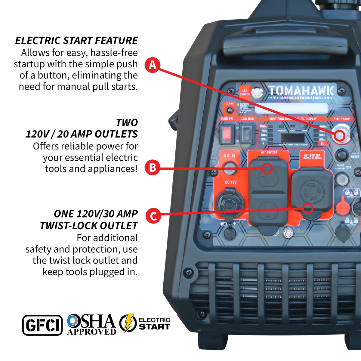 Tomahawk 4500W EFI Inverter Generator, Remote Start | TG4500iEFI