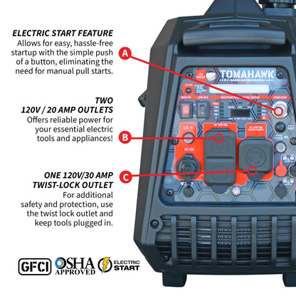 Tomahawk 4500W EFI Inverter Generator, Remote Start | TG4500iEFI