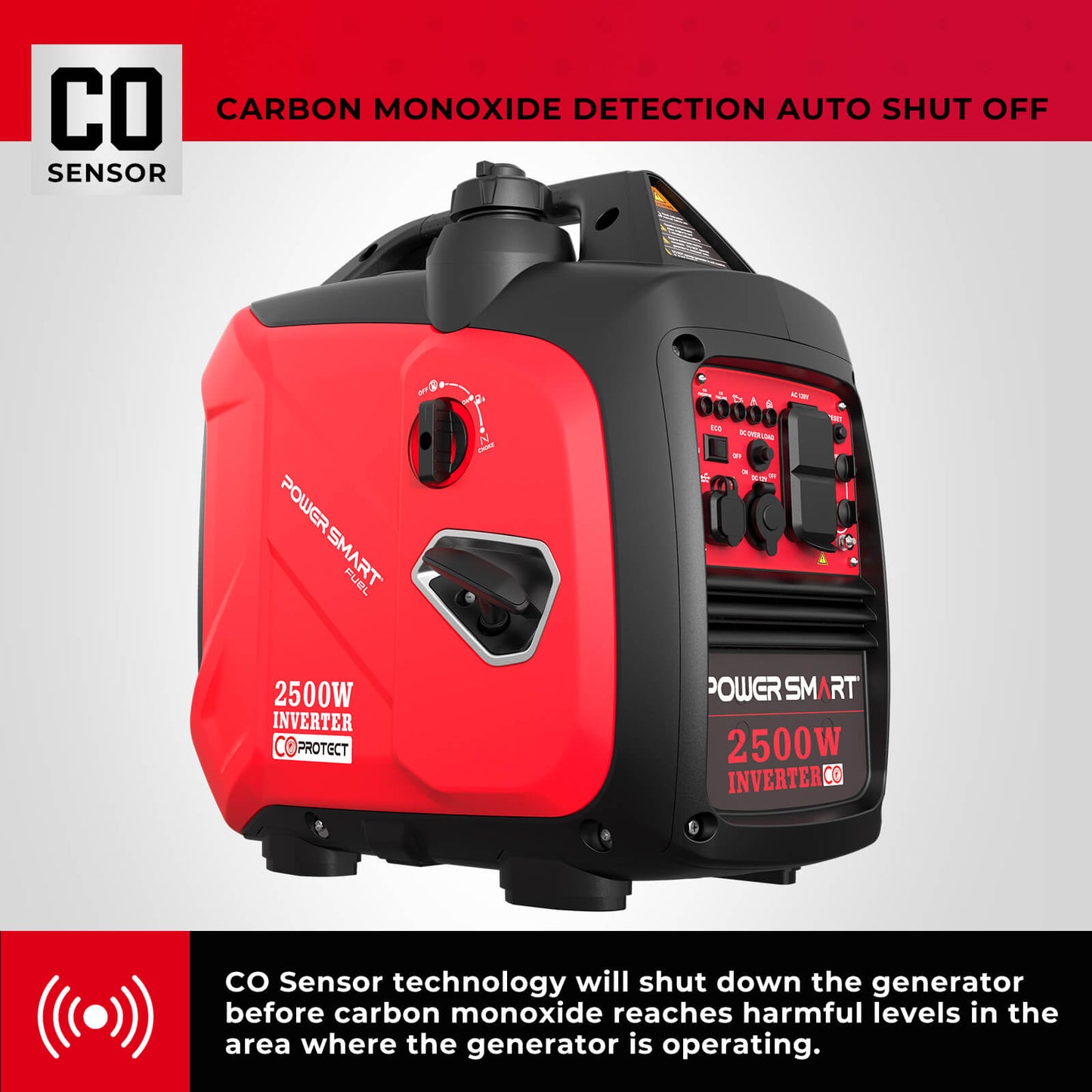 2500W Inverter Gas Generator w/ CO Alert HB5020C