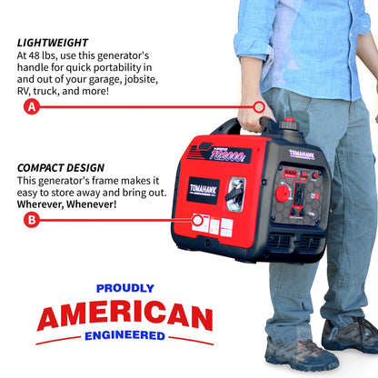 Tomahawk 2000W Super Quiet Inverter Generator for Glamping | TG2000i