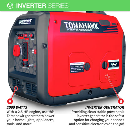 Tomahawk 2000W Super Quiet Inverter Generator for Glamping | TG2000i