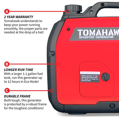 Tomahawk 3000W Super Quiet Inverter Generator for Glamping | TG3000i