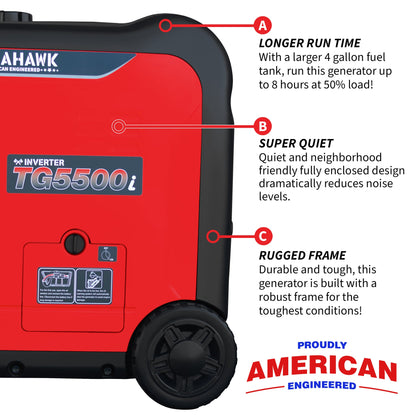 Tomahawk 5500W Super Quiet Inverter Generator for Glamping | TG5500i