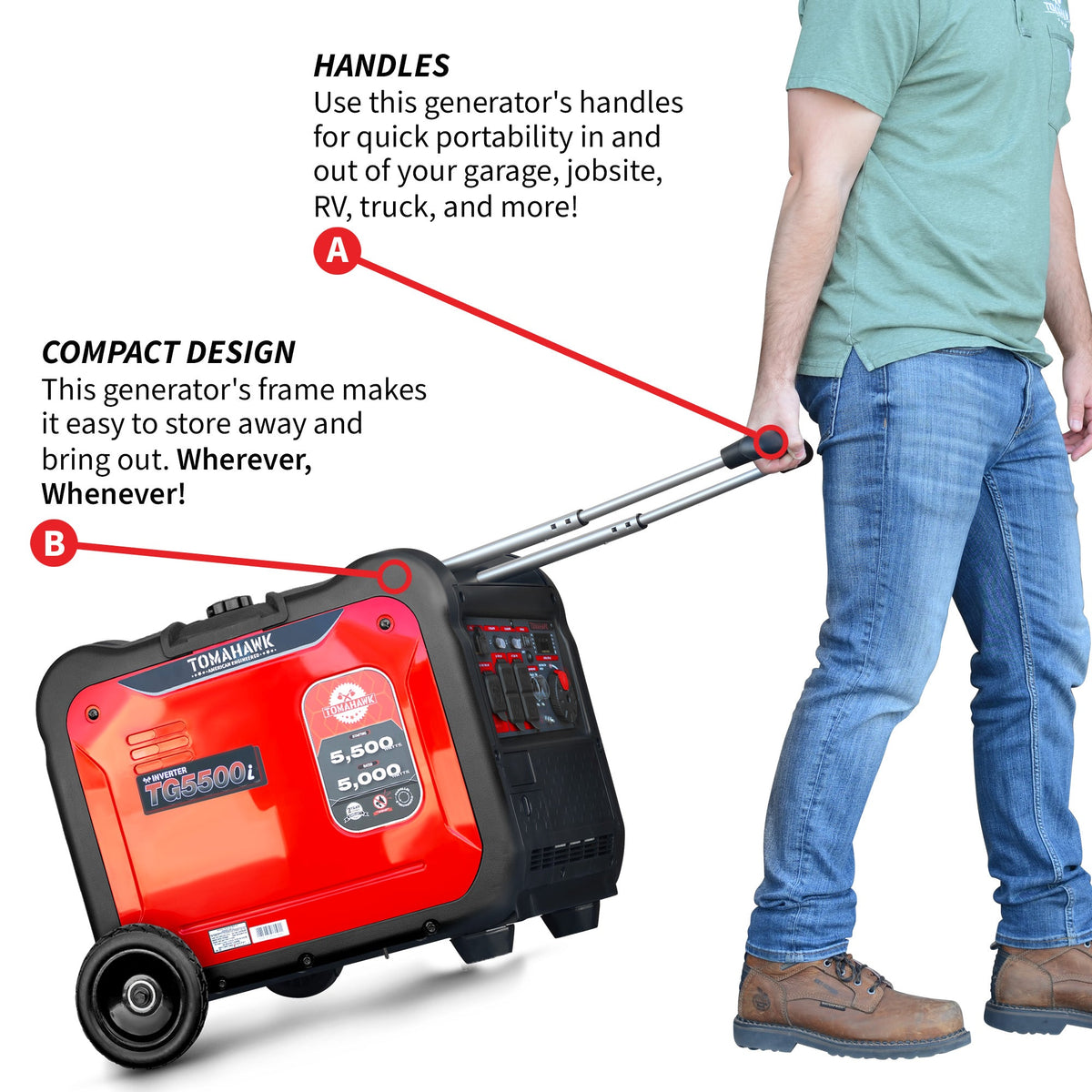 Tomahawk 5500W Super Quiet Inverter Generator for Glamping | TG5500i