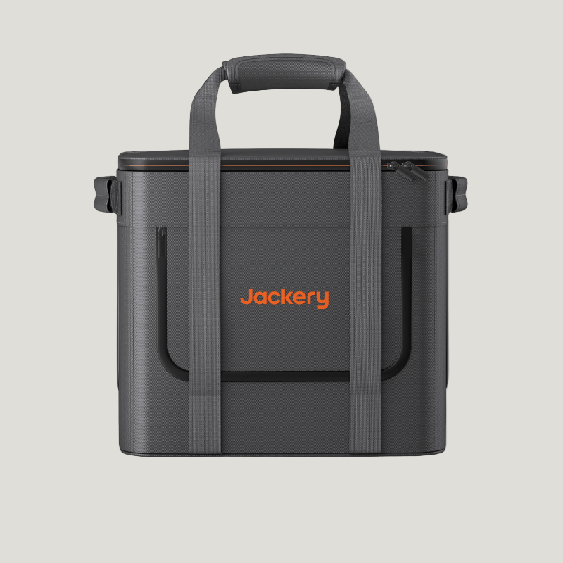 Black cooler bag with 'Jackery' logo on a white background