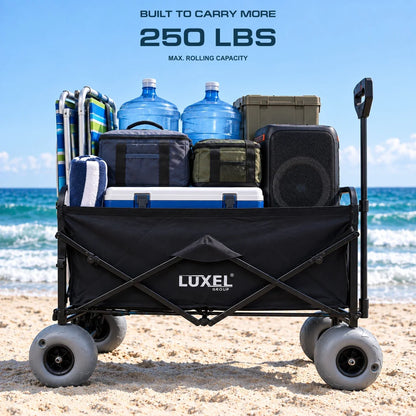 LUXEL electric beach wagon hauling a heavy 250 lb load