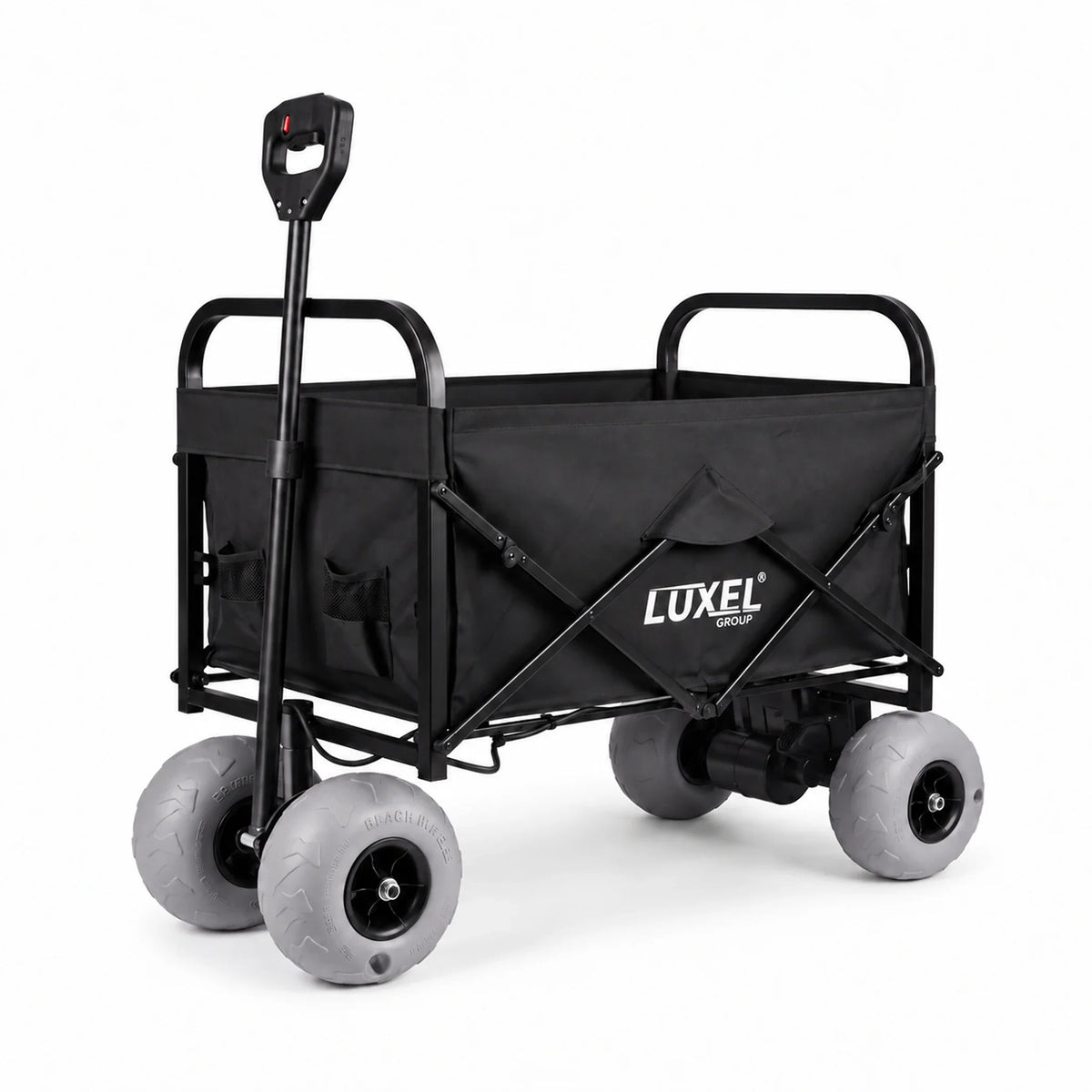 LUXEL 500W electric beach wagon, black with gray balloon wheels