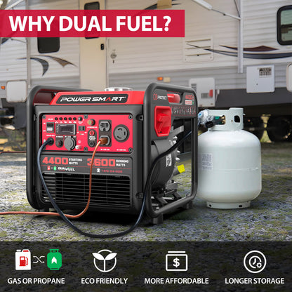 4400W/4000W Gasoline/Propane Duel Fuel Inverter Generator w/ CO Alert MB5040DC-W