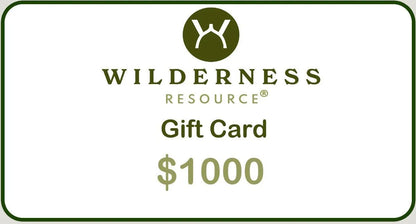 Set of gift cards for outdoor gear, values spanning $25 to $1000, a perfect present for those passionate about camping and nature